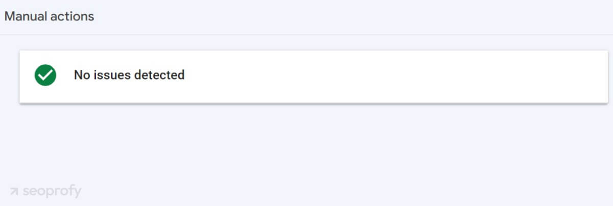 manual action status on GSC